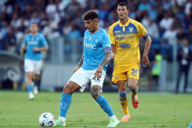 Frosinone, İtalya 19.08.2023: İtalya Serie A 2023 / 2024 futbol maçının 1. gününde Frosinone ile Napoli Calcio arasında Frosinone, İtalya 'daki Benito Stirpe Stadyumu' nda maç var..