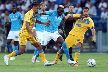 Frosinone, İtalya 19.08.2023: İtalya Serie A 2023 / 2024 futbol maçının 1. gününde Frosinone ile Napoli Calcio arasında Frosinone, İtalya 'daki Benito Stirpe Stadyumu' nda maç var..