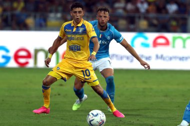 Frosinone, İtalya 19.08.2023: İtalya Serie A 2023 / 2024 futbol maçının 1. gününde Frosinone ile Napoli Calcio arasında Frosinone, İtalya 'daki Benito Stirpe Stadyumu' nda maç var..
