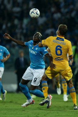 Frosinone, İtalya 19.08.2023: İtalya Serie A 2023 / 2024 futbol maçının 1. gününde Frosinone ile Napoli Calcio arasında Frosinone, İtalya 'daki Benito Stirpe Stadyumu' nda maç var..