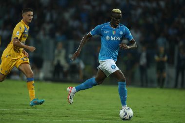 Frosinone, İtalya 19.08.2023: İtalya Serie A 2023 / 2024 futbol maçının 1. gününde Frosinone ile Napoli Calcio arasında Frosinone, İtalya 'daki Benito Stirpe Stadyumu' nda maç var..