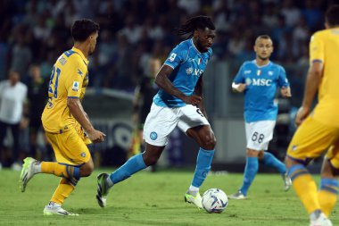 Frosinone, İtalya 19.08.2023: İtalya Serie A 2023 / 2024 futbol maçının 1. gününde Frosinone ile Napoli Calcio arasında Frosinone, İtalya 'daki Benito Stirpe Stadyumu' nda maç var..