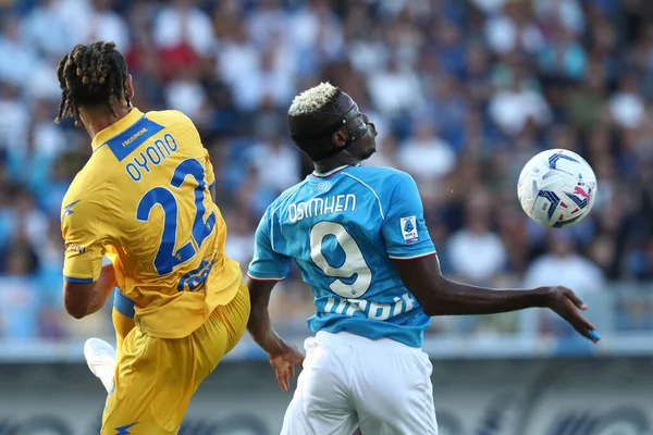 Frosinone, İtalya 19.08.2023: İtalya Serie A 2023 / 2024 futbol maçının 1. gününde Frosinone ile Napoli Calcio arasında Frosinone, İtalya 'daki Benito Stirpe Stadyumu' nda maç var..