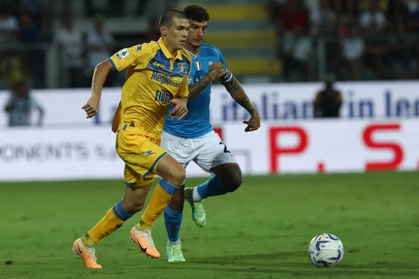 Frosinone, İtalya 19.08.2023: İtalya Serie A 2023 / 2024 futbol maçının 1. gününde Frosinone ile Napoli Calcio arasında Frosinone, İtalya 'daki Benito Stirpe Stadyumu' nda maç var..