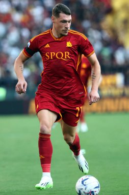Roma, İtalya 20.08.2023: İtalyan Andrea Belotti İtalya Serie A TIM 2023-2024 futbol karşılaşmasında Roma 'daki Olimpiyat Stadyumu' nda AS Romanlar Salernitana 'ya karşı oynuyor..
