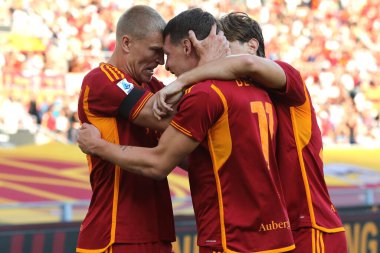 Roma, İtalya 20.08.2023: İtalya Serie A TIM 2023-2024 futbol maçının 1. gününde, AS Romanları Salernitana 'ya karşı Roma Olimpiyat Stadyumu' nda.