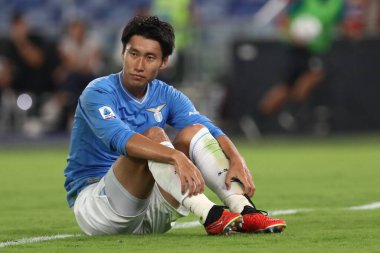 Roma, İtalya 27.08.2023: Lazio 'lu Daichi Kamada İtalya Serie A TIM 2023-2024 futbol karşılaşması 2. gününde Roma Olimpiyat Stadyumu' nda SS Lazio ile Genoa CFC arasında hareket halinde..