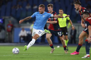 Roma, İtalya 27.08.2023: Lazio 'lu Ciro Immobile İtalya Serie A TIM 2023-2024 futbol maçının 2. gününde, SS Lazio ile Cenova CFC arasında Roma Olimpiyat Stadyumu' nda oynandı..