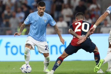 Roma, İtalya 27.08.2023: Lazio 'lu Mattia Zaccagni İtalya Serie A TIM 2023-2024 futbol karşılaşmasının 2. gününde Roma' daki Olimpiyat Stadyumu 'nda SS Lazio ile Genoa CFC arasındaki maçta görev aldı..