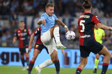 Roma, İtalya 27.08.2023: Lazio 'lu Ciro Immobile İtalya Serie A TIM 2023-2024 futbol maçının 2. gününde, SS Lazio ile Cenova CFC arasında Roma Olimpiyat Stadyumu' nda oynandı..