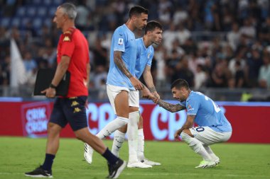 Roma, İtalya 27.08.2023: İtalya Serie A TIM 2023-2024 futbol karşılaşmasının 2. gününde Lazio 'nun Cenova CFC' ye karşı Roma Olimpiyat Stadyumu 'nda oynadığı karşılaşmada Lazio oyuncularını mağlup ettiği için hayal kırıklığına uğrattı..