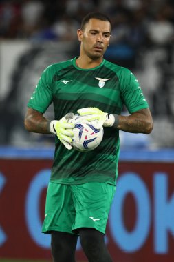 Roma, İtalya 27.08.2023: Luigi Sepe of Lazio: İtalya Serie A TIM 2023-2024 futbol karşılaşmasının 2. gününde Roma 'daki Olimpiyat Stadyumu' nda SS Lazio ile Genoa CFC arasındaki ısınma turunda.