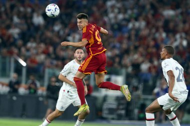 Roma, İtalya 01.09.2023: Roma 'dan Stephan El Shaarawy İtalya Serie A TIM 2023-2024 futbol maçının 3. gününde, AS Roma' dan AC Milan 'a karşı Roma Olimpiyat Stadyumu' nda oynanan karşılaşmada.