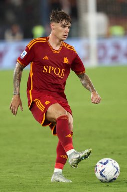 Roma, İtalya 01.09.2023: Roma 'dan Nicola Zelewski İtalya Serie A TIM 2023-2024 futbol maçının 3. gününde Roma' daki Olimpiyat Stadyumu 'nda AS Romanları AC Milan' a karşı oynuyordu..