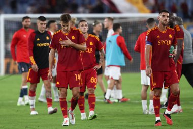 Roma, İtalya 01.09.2023: İtalya Serie A TIM 2023-2024 futbol maçının 3. gününde AS Romanlar AC Milan 'a karşı Roma Olimpiyat Stadyumu' nda oynanan karşılaşmada Roman oyuncuları hayal kırıklığına uğrattı.