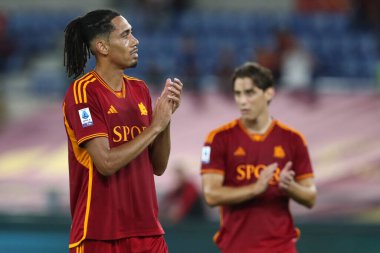 Roma, İtalya 01.09.2023: Roma 'nın Edoardo Bove' u ve İtalya Serie A TIM 2023-2024 futbol karşılaşmasının 3. gününde Roma 'nın Roma Olimpiyat Stadyumu' nda AS Romanları AC Milan 'a karşı..