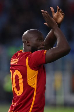 Roma, İtalya 01.09.2023: Romelu Lukaku sunumu İtalya Serie A TIM 2023-2024 futbol karşılaşmasının 3. gününde, AS Romanlar AC Milan 'a karşı Roma Olimpiyat Stadyumu' nda.