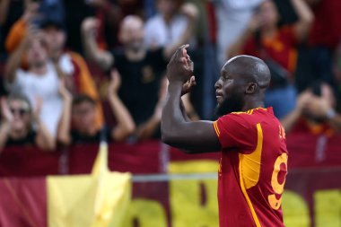 Roma, İtalya 01.09.2023: Romelu Lukaku sunumu İtalya Serie A TIM 2023-2024 futbol karşılaşmasının 3. gününde, AS Romanlar AC Milan 'a karşı Roma Olimpiyat Stadyumu' nda.