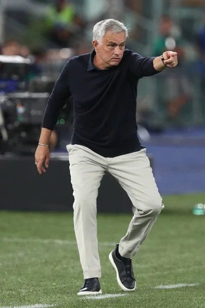 Rome Italië 2023 Jose Mourinho Coach Van Roma Actie Tijdens — Stockfoto