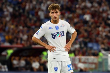 Roma, İtalya 17.09.2023: Empoli 'li Tommaso Baldanzi hayal kırıklığı. İtalya Serie A TIM 2023-2024 futbol maçının 4. günü, AS Roma-Empoli FC arasındaki Roma Olimpiyat Stadyumu.