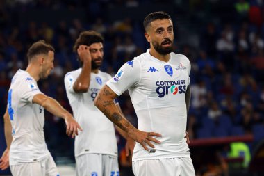 Roma, İtalya 17.09.2023: İtalya Serie A TIM 2023-2024 futbol maçının 4. gününde AS Romanlar Empoli FC 'ye karşı Roma Olimpiyat Stadyumu' nda oynanan maçın sonunda Empoli oyuncularını hayal kırıklığına uğrattı.