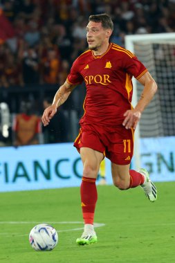 Roma, İtalya 17.09.2023: Roma 'dan Andrea Belotti İtalya Serie A TIM 2023-2024 futbol karşılaşması sırasında Roma' daki Olimpiyat Stadyumu 'nda AS Roman Empoli FC' ye karşı..