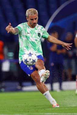 Roma, İtalya 19.09.2023: Atletico Madrid Uefa Şampiyonlar Ligi 2023-2024, E grubu, SS Lazio ile Atletico de Madrid arasında Roma Olimpiyat Stadyumu 'nda oynanan karşılaşma öncesi ısınma turu.