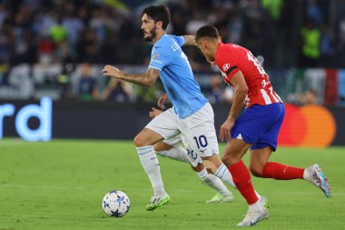 Roma, İtalya 19.09.2023: Atletico 'lu Angel Correa, Uefa Şampiyonlar Ligi 2023-2024, E grubu, SS Lazio ile Atletico de Madrid arasında Roma Olimpiyat Stadyumu' nda oynanan karşılaşmada..