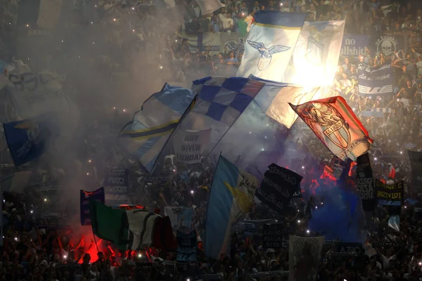 Rome Italië 2023 Lazio Supporters Getuigenbank Tijdens Uefa Champions League — Stockfoto