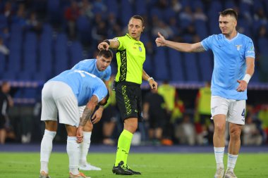 Roma, İtalya 23.09.2023: Hakem Rosario Abisso İtalya Serie A TIM 2023-2024 5 gün süren maçta SS Lazio ile AC Monza arasında Roma Olimpiyat Stadyumu 'nda oynanan karşılaşma..