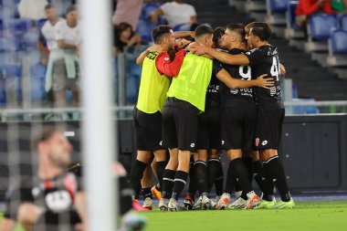 Roma, İtalya 23.09.2023: Monza 'dan Roberto Gagliardini golü attı ve İtalya Serie A TIM 2023-2024 5 futbol karşılaşmasında SS Lazio ile Roma Olimpiyat Stadyumu' nda AC Monza arasında oynanan karşılaşmayı kutladı..