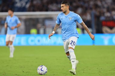 Roma, İtalya 23.09.2023: Lazio 'lu Mattia Zaccagni İtalya Serie A TIM 2023-2024 5 günlük futbol karşılaşmasında SS Lazio' nun AC Monza 'ya karşı Roma Olimpiyat Stadyumu' nda oynadığı karşılaşmada.