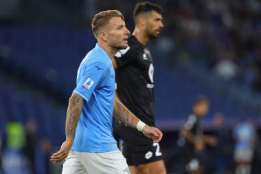 Roma, İtalya 23.09.2023: Lazio 'lu Ciro Immobile İtalya Serie A TIM 2023-2024 5 futbol karşılaşması sırasında Roma' daki Olimpiyat Stadyumu 'nda SS Lazio' ya karşı AC Monza.