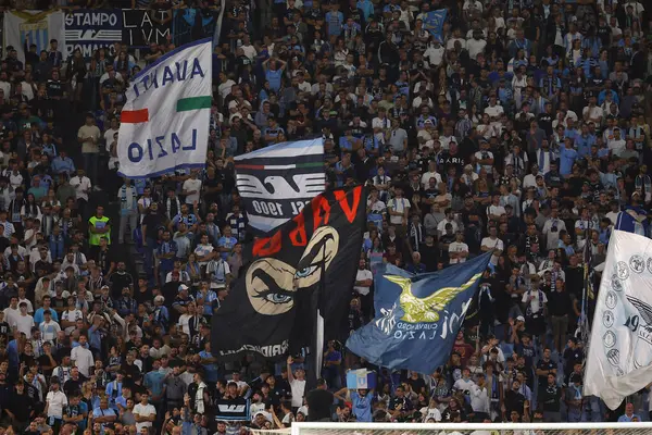 Rome Italië 2023 Lazio Fans Zingen Tijdens Minuut Stilte Voor — Stockfoto