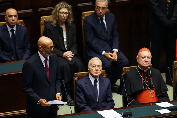Róma Olaszország 2023 Szeptember Giulio Napolitano Felolvassa Apa Temetésén Giorgio — Stock Fotó