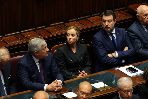 Рим Италия 2023 Премьер Министр Джорджиа Мелони Министр Италии Пьянтедоси — стоковое фото