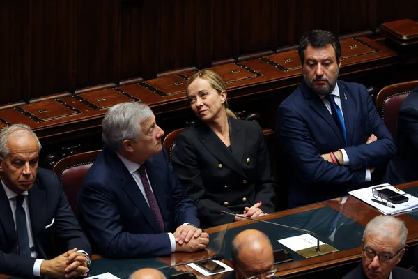 2023年9月26日 意大利罗马 梅罗尼总理 意大利塔贾尼部长Matteo Salvini出席了2023年9月26日在罗马举行的共和国前总统乔治 纳波利塔诺的国葬 — 图库照片
