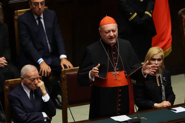 Řím Itálie 2023 Gianni Letta Kardinál Gianfranco Ravasi Pohřbu Státního — Stock fotografie