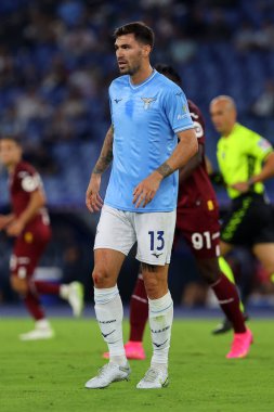 Roma, İtalya 27.09.2023: Lazio 'lu Alessio Romagnoli, İtalya Serie A TIM 2023-2024 6 günlük futbol karşılaşmasında SS Lazio ile FC Torino arasında Roma Olimpiyat Stadyumu' nda oynanan karşılaşma..