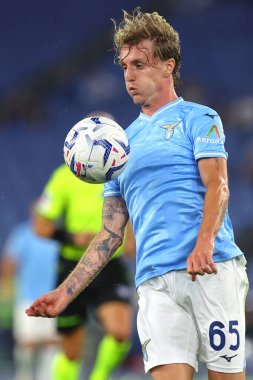 Roma, İtalya 27.09.2023: Lazio 'lu Nicolo Rovella İtalya Serie A TIM 2023-2024 6 gün süren karşılaşmada SS Lazio FC Torino ile Roma Olimpiyat Stadyumu' nda oynanan karşılaşma..