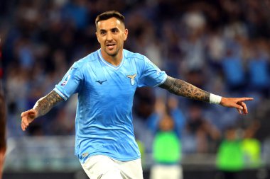 Roma, İtalya 27.09.2023: Lazio 'lu Matias Vecino golü attı ve İtalya' daki Serie A TIM 2023-2024 6 günlük futbol karşılaşmasında SS Lazio ile Roma Olimpiyat Stadyumu 'ndaki FC Torino arasında oynanan karşılaşmayı kutladı..
