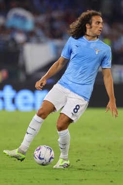 Roma, İtalya 27.09.2023: Lazio 'lu Matteo Guendouzi İtalya Serisi A TIM 2023-2024 6 günlük futbol karşılaşması sırasında Roma Olimpiyat Stadyumu' nda SS Lazio FC Torino 'ya karşı.