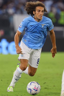 Roma, İtalya 27.09.2023: Lazio 'lu Matteo Guendouzi İtalya Serisi A TIM 2023-2024 6 günlük futbol karşılaşması sırasında Roma Olimpiyat Stadyumu' nda SS Lazio FC Torino 'ya karşı.