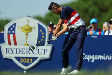 Roma, İtalya 01.10.2023: Collin MORIKAWA tekler maçlarında ve Avrupa takımı RYDER CUP 2023 'te Marco Simone Golf Country Club di Guidonia Montecelio, Roma' da kupayı kazandı