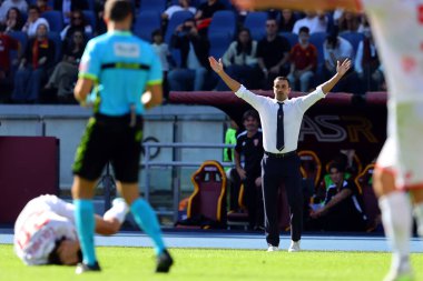 Roma, İtalya 22.10.2023: Monza 'dan Raffaele Palladino İtalya Serie A TIM 2023-2024 futbol maçının dokuzuncu gününde Roma Olimpiyat Stadyumu' nda AS Romanlar AC Monza 'ya karşı..