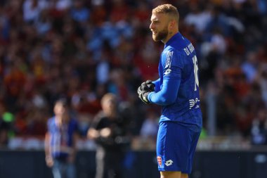 Roma, İtalya 22.10.2023: Monza 'dan Michele De Gregorio İtalya Serie A TIM 2023-2024 futbol karşılaşması sırasında Roma' daki Olimpiyat Stadyumu 'nda AS Roma - AC Monza arasındaki maçta görev aldı..