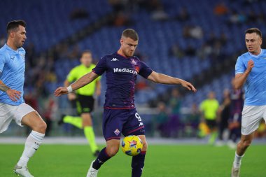 Roma, İtalya 30.10.2023: Fiorentina 'dan Lucas Beltran İtalya Serie A TIM 2023-2024 futbol maçının 10. gününde, SS Lazio' nun ACF Fiorentina 'ya karşı Roma Olimpiyat Stadyumu' nda oynadığı maçta.