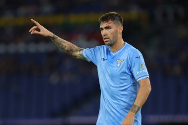 Roma, İtalya 30.10.2023: Lazio 'lu Alessio Romagnoli İtalya Serie A TIM 2023-2024 futbol maçının 10. gününde, SS Lazio' nun ACF Fiorentina 'ya karşı Roma Olimpiyat Stadyumu' nda oynadığı müsabaka sırasında.