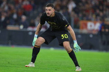 Roma, İtalya 06.11.2023: İtalya Serie A TIM 2023-2024 futbol karşılaşmasında Lecce Falcone, Roma Olimpiyat Stadyumu 'nda AS Romanlar ABD Lecce' ye karşı.