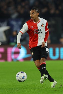 Roma, İtalya 07.11.2023: Calvin Stengs Feyenoord Uefa Şampiyonlar Ligi 2023-2024, E grubu, SS Lazio Feyenoord 'a karşı Roma Olimpiyat Stadyumu' nda mücadele ediyor..